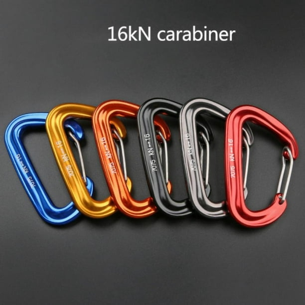 2pcs 16KN Aluminum Wire Gate Spring Clip D Carabiner Hammock Keychain Orange